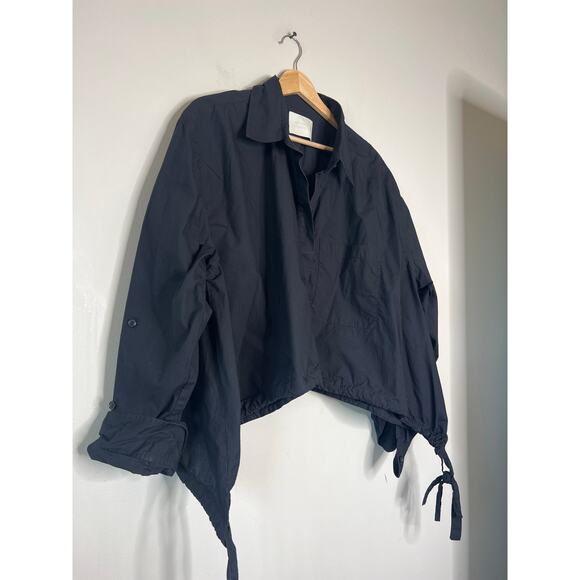 NEW Citizen of Humanity Alexandra Cotton Collared Poplin Crop Top Navy Size: M - Picture 3 of 8
